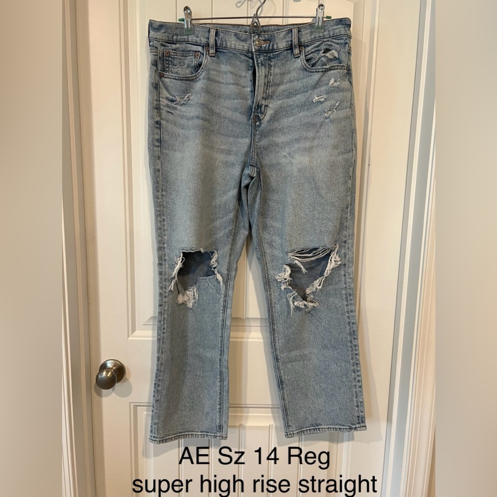 AE Super High Rise Straight Jean Sz 14